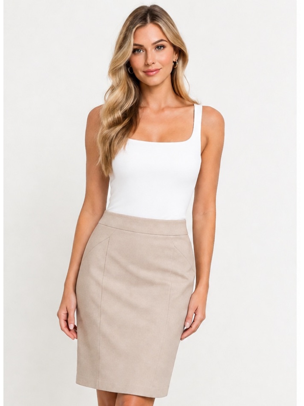 H&M Light Beige Pencil Skirt - Tailored Women’s Office Style